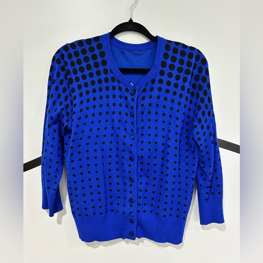 L Blue Polka Dot Women's Sweater